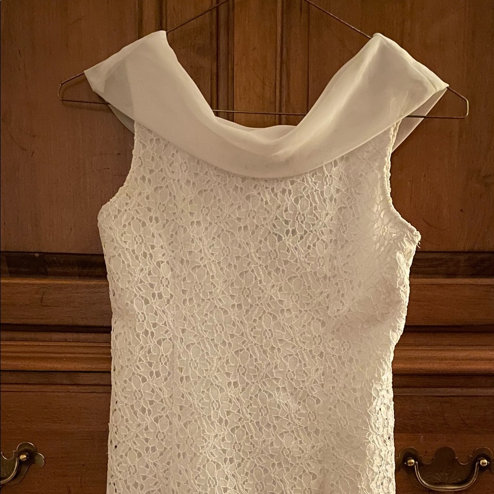 Sweet Soda Girl’s White Size 10 Dress with Lace Overlay.